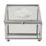 30th Birthday Glass Trinket Box with Metal Badge 15cm - Silver