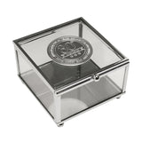 30th Birthday Glass Trinket Box with Metal Badge 15cm - Silver