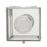 30th Birthday Glass Trinket Box with Metal Badge 15cm - Silver