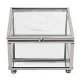 40th Birthday Glass Trinket Box with Metal Badge 15cm - Silver