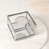 40th Birthday Glass Trinket Box with Metal Badge 15cm - Silver