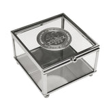 40th Birthday Glass Trinket Box with Metal Badge 15cm - Silver