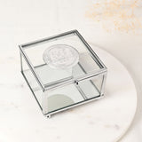 50th Birthday Glass Trinket Box with Metal Badge 15cm - Silver