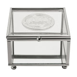 60th Birthday Glass Trinket Box with Metal Badge 15cm - Silver