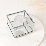 60th Birthday Glass Trinket Box with Metal Badge 15cm - Silver