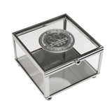 60th Birthday Glass Trinket Box with Metal Badge 15cm - Silver