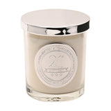 21st Birthday Sandalwood Scented Candle in a cream glass jar with silver lid and raised silver "21st Birthday" medallion, set against a plain white background.