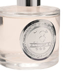 Close-up of the 18th Birthday Sandalwood Reed Diffuser's round clear glass bottle, showing a silver collar embossed with "18th Birthday" and pale blush liquid inside.