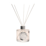 70th Birthday Sandalwood Reed Diffuser 200ml in a clear glass bottle with silver cap, round silver "70th Birthday" medallion label, and white reeds, on a plain white background.
