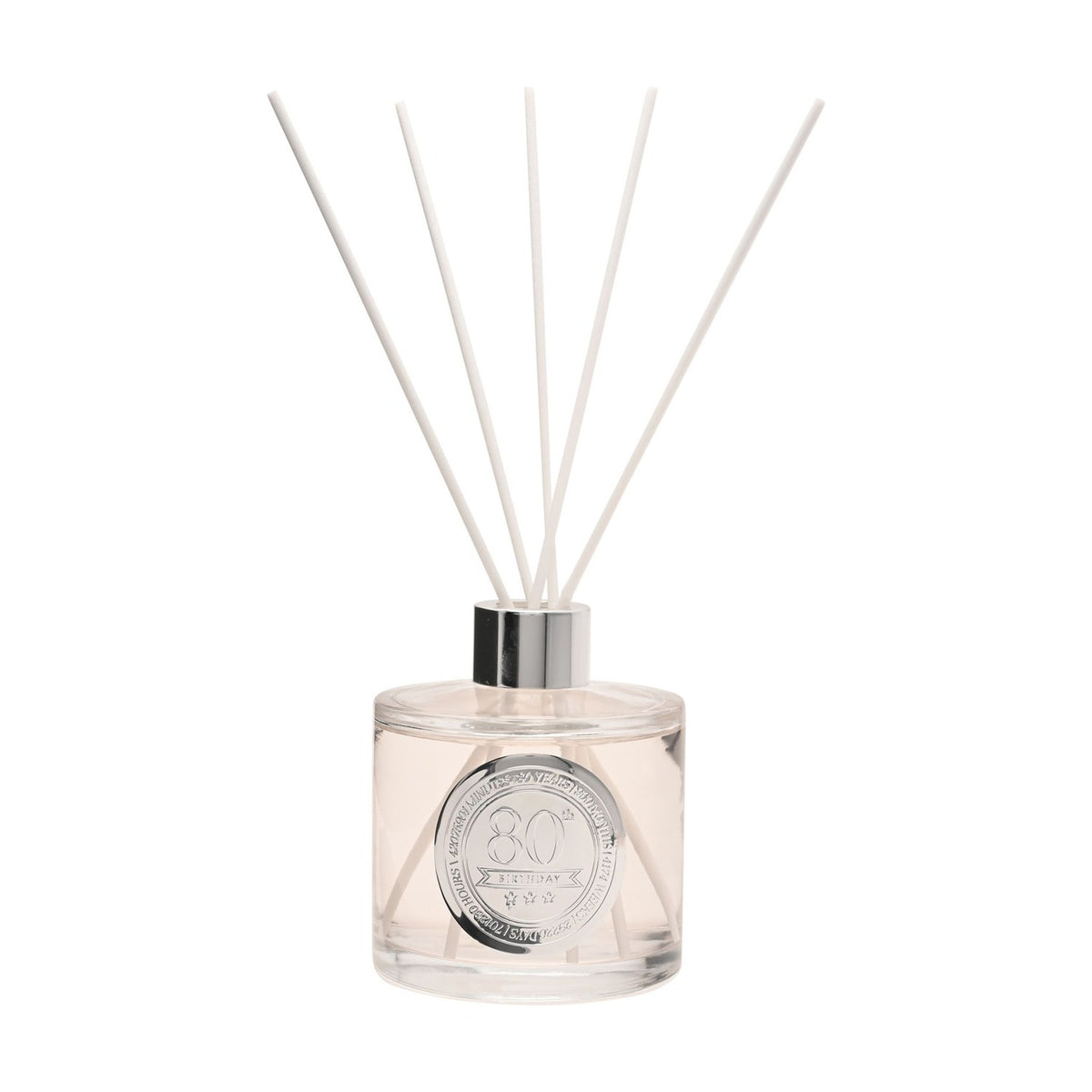 80th Birthday Sandalwood Reed Diffuser 200ml - Clear & Silver
