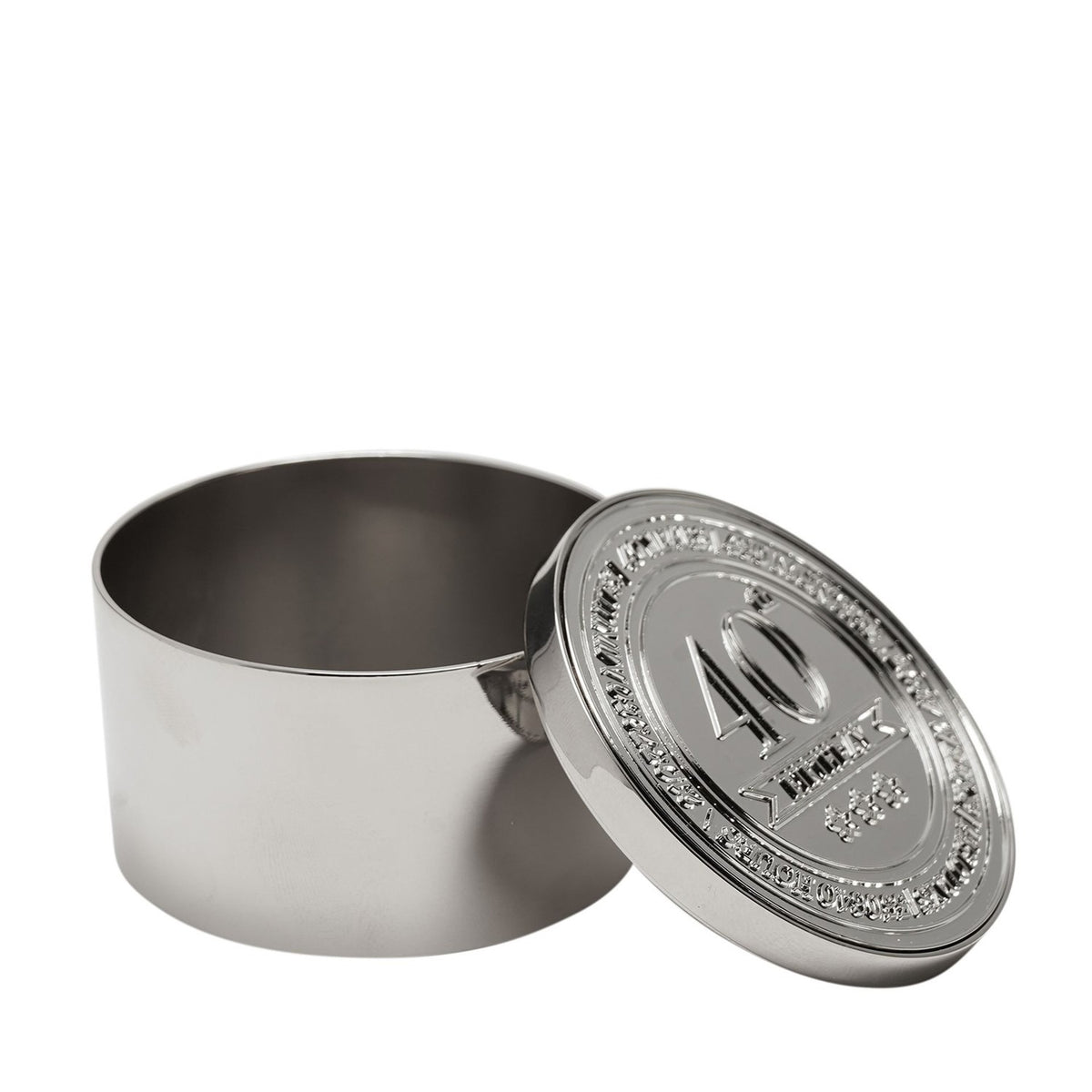 40th Birthday Round Metal Trinket Box with Lid - Silver