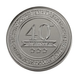 40th Birthday Round Metal Trinket Box with Lid - Silver