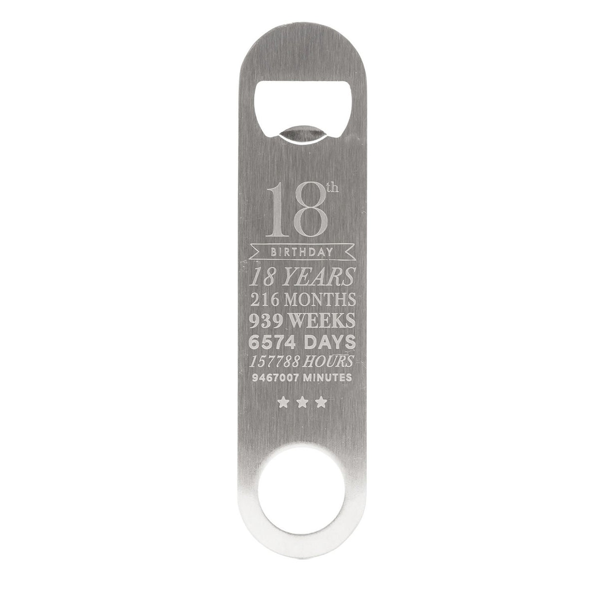 18th Birthday Pint Beer Glass with Bottle Opener - Clear & Silver