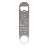 18th Birthday Pint Beer Glass with Bottle Opener - Clear & Silver