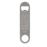 60th Birthday Bottle Opener & Pint Beer Glass - Clear & Silver
