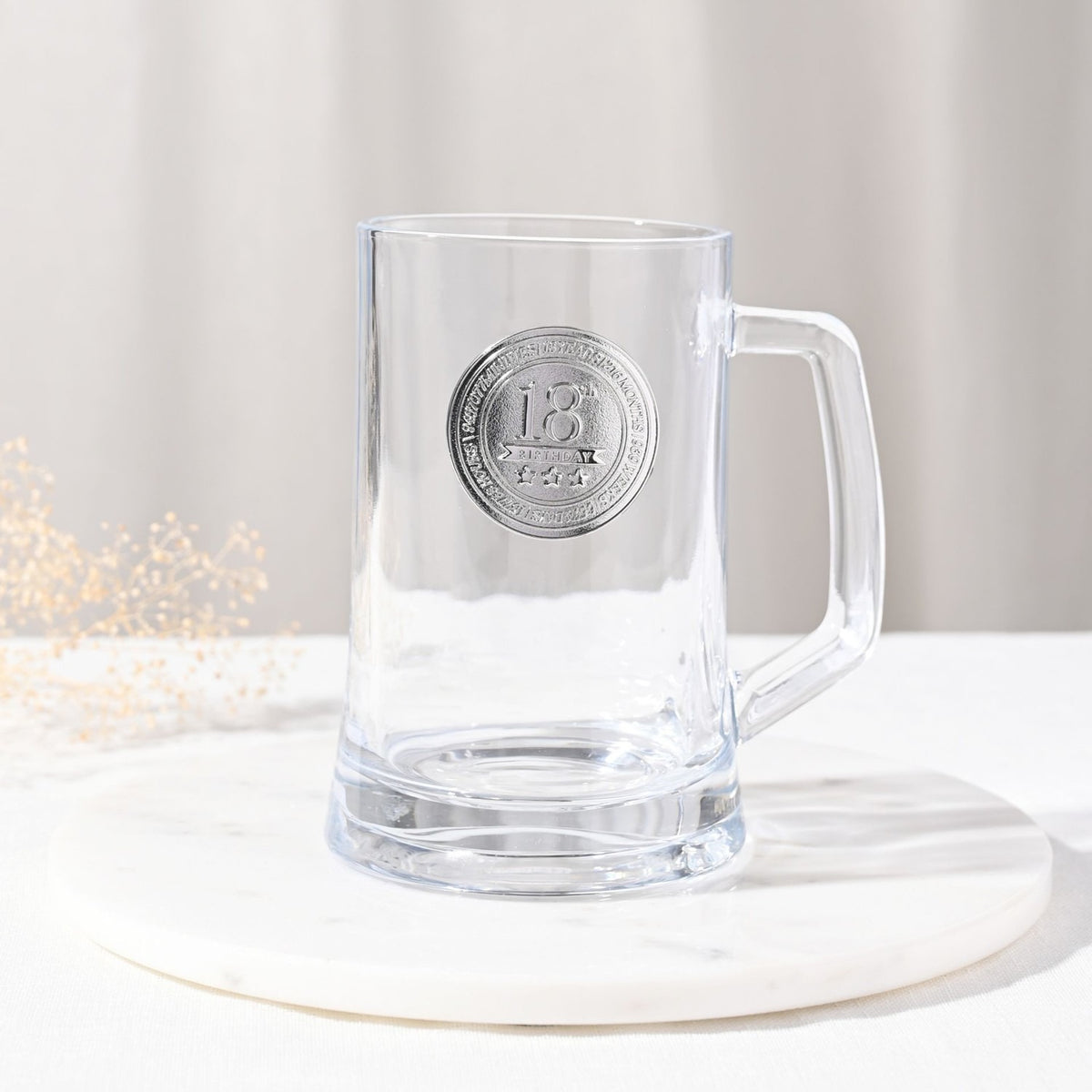 18th Birthday Badged Tankard Beer Glass 650ml - Clear