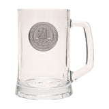 21st Birthday Badged Tankard Beer Glass 650ml - Clear