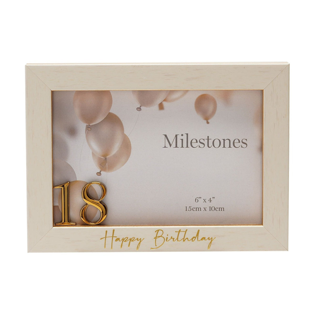 3D Number 18 Plastic Photo Frame 6 x 4in - Gold & White