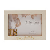 3D Number 18 Plastic Photo Frame 6 x 4in - Gold & White
