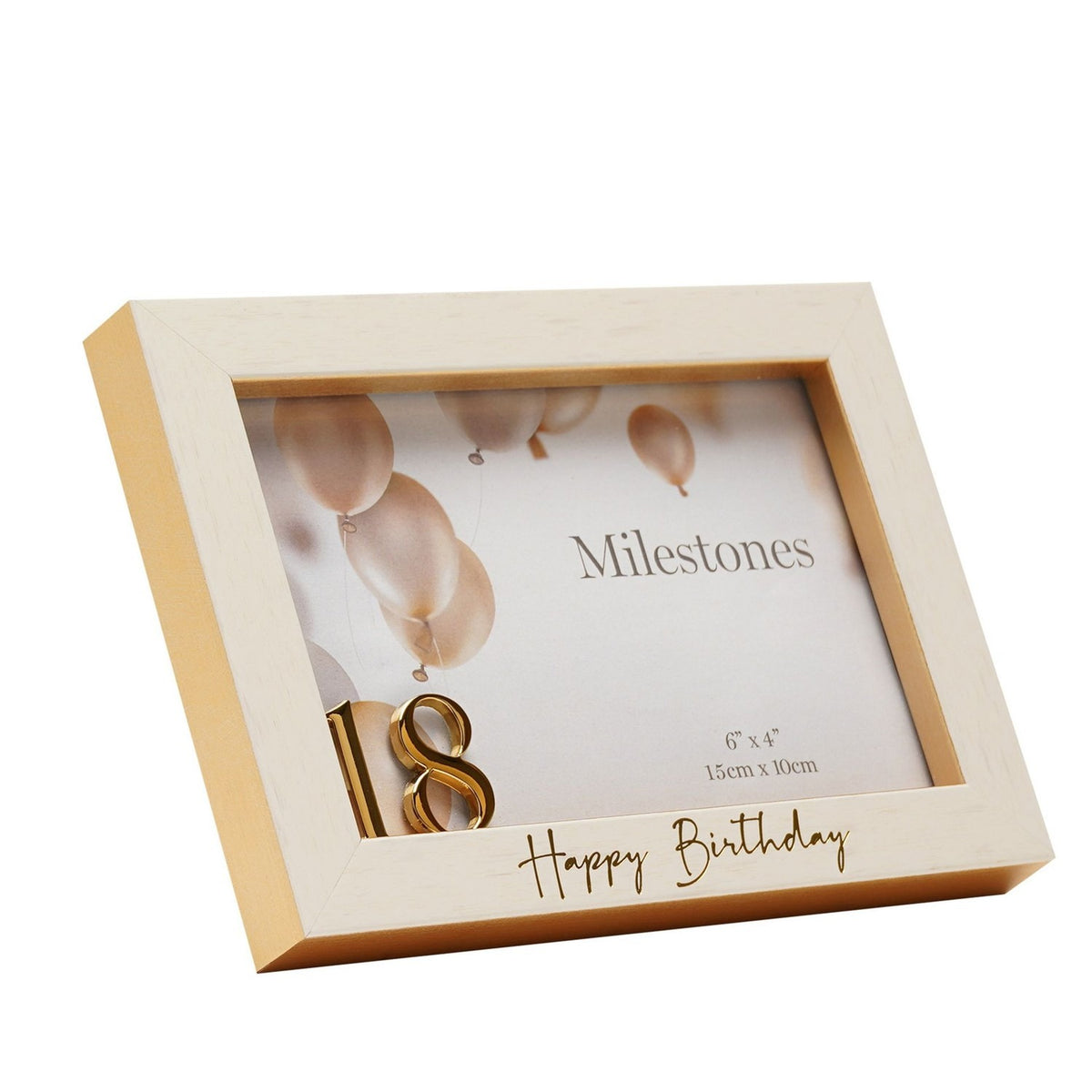 3D Number 18 Plastic Photo Frame 6 x 4in - Gold & White