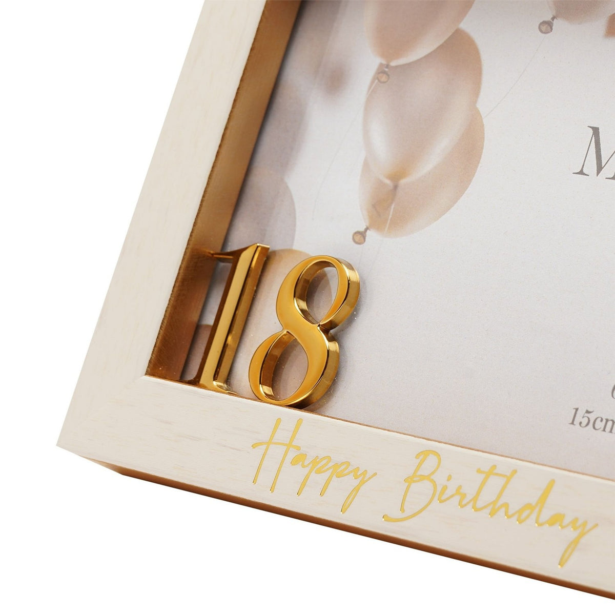 3D Number 18 Plastic Photo Frame 6 x 4in - Gold & White