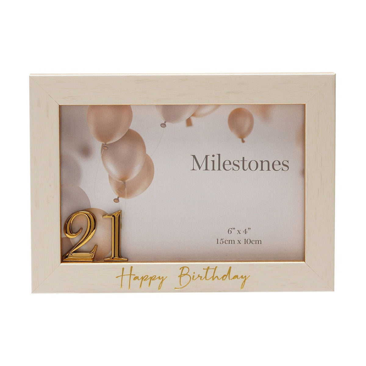 3D Number 21 Plastic Photo Frame 6 x 4in - White & Gold