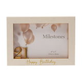 3D Number 21 Plastic Photo Frame 6 x 4in - White & Gold