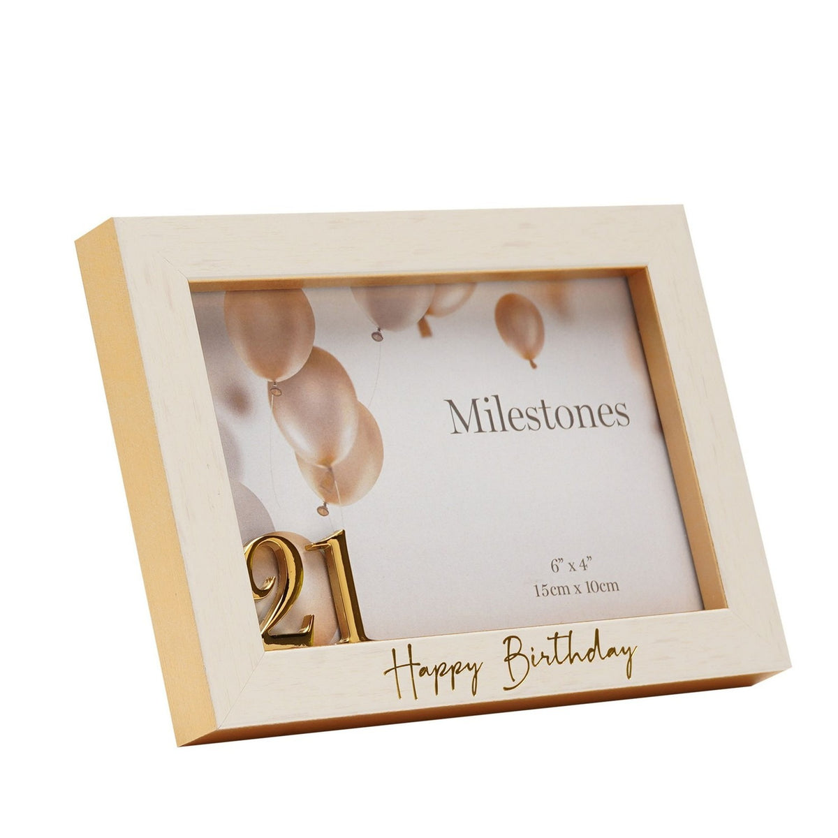 3D Number 21 Plastic Photo Frame 6 x 4in - White & Gold