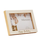 3D Number 21 Plastic Photo Frame 6 x 4in - White & Gold