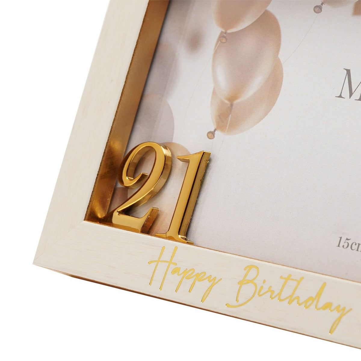 3D Number 21 Plastic Photo Frame 6 x 4in - White & Gold