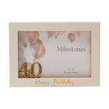 3D Number 40 Plastic Photo Frame 6 x 4in - White & Gold