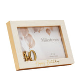 3D Number 40 Plastic Photo Frame 6 x 4in - White & Gold