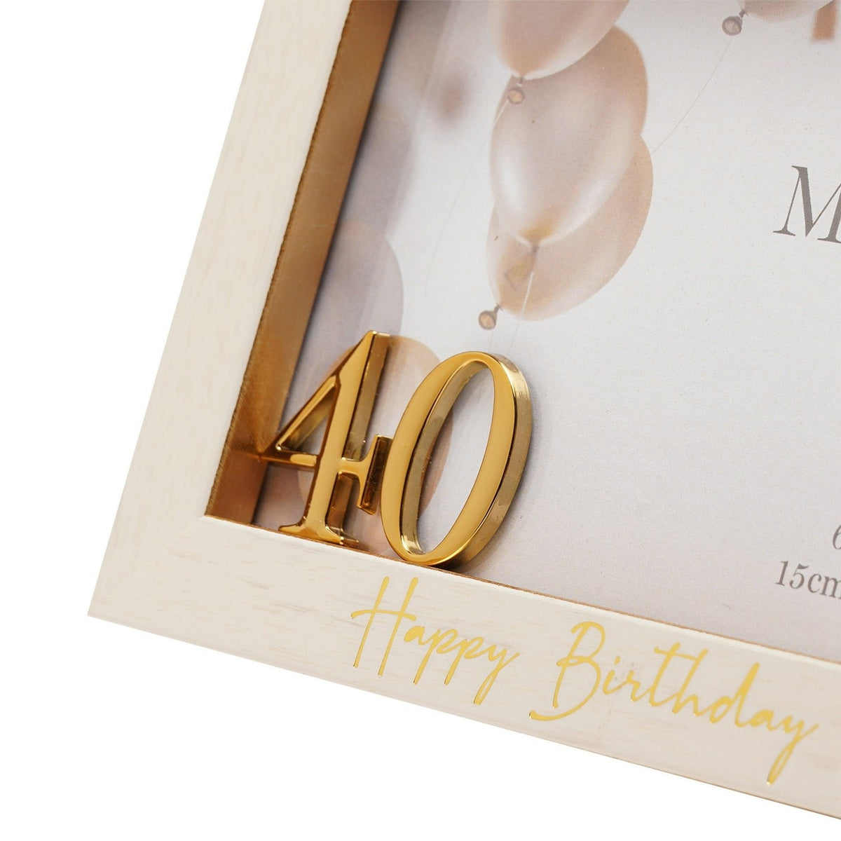 3D Number 40 Plastic Photo Frame 6 x 4in - White & Gold