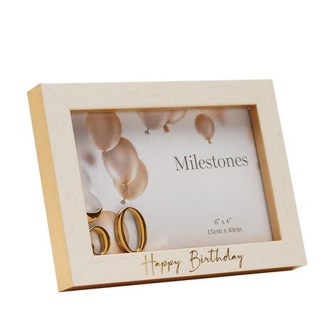 50th Birthday 3D Number Plastic Photo Frame 6 x 4in - White
