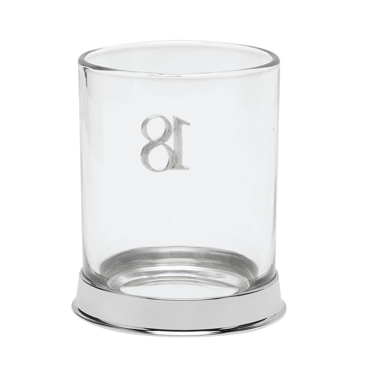 Round 3D Number 18 Birthday Whisky Glass Tumbler - Silver