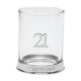 Birthday 3D Number 21 Round Glass Whisky Tumbler - Silver