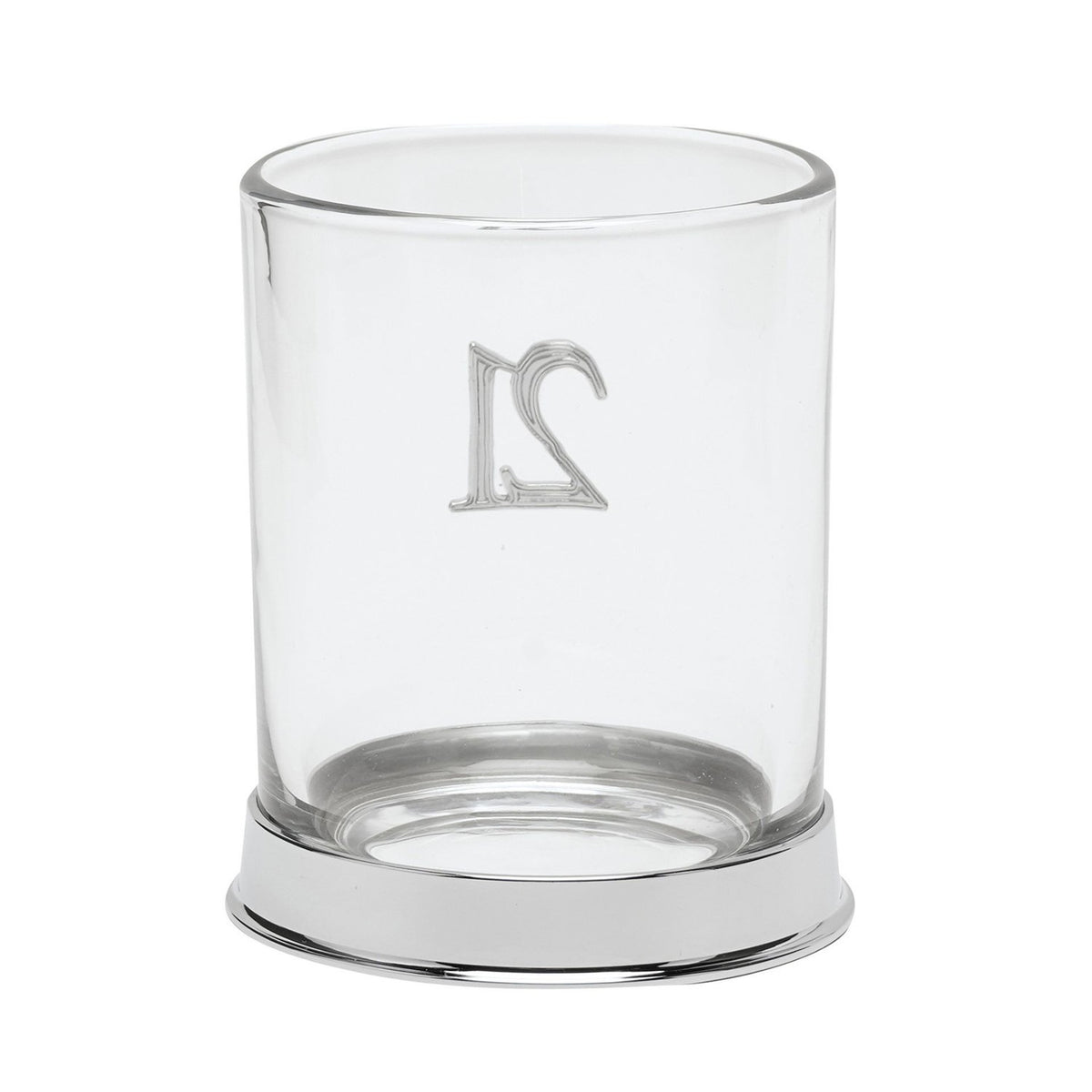 Birthday 3D Number 21 Round Glass Whisky Tumbler - Silver