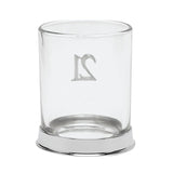Birthday 3D Number 21 Round Glass Whisky Tumbler - Silver