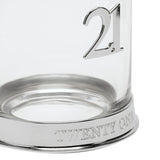 Birthday 3D Number 21 Round Glass Whisky Tumbler - Silver