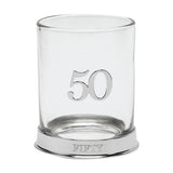 3D Number 50 Whisky Glass Tumbler with Fifty Base - Silver