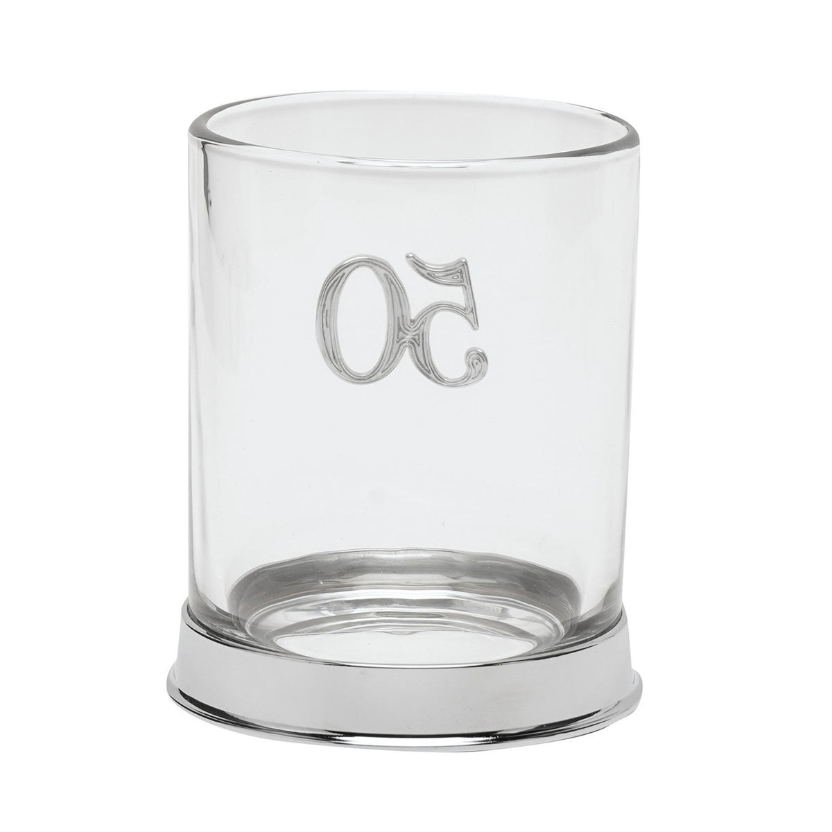 3D Number 50 Whisky Glass Tumbler with Fifty Base - Silver
