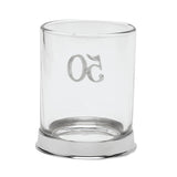 3D Number 50 Whisky Glass Tumbler with Fifty Base - Silver