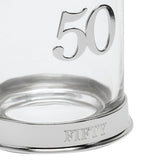 3D Number 50 Whisky Glass Tumbler with Fifty Base - Silver