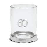 3D Number 60 Whisky Glass Tumbler with Sixty Base - Silver