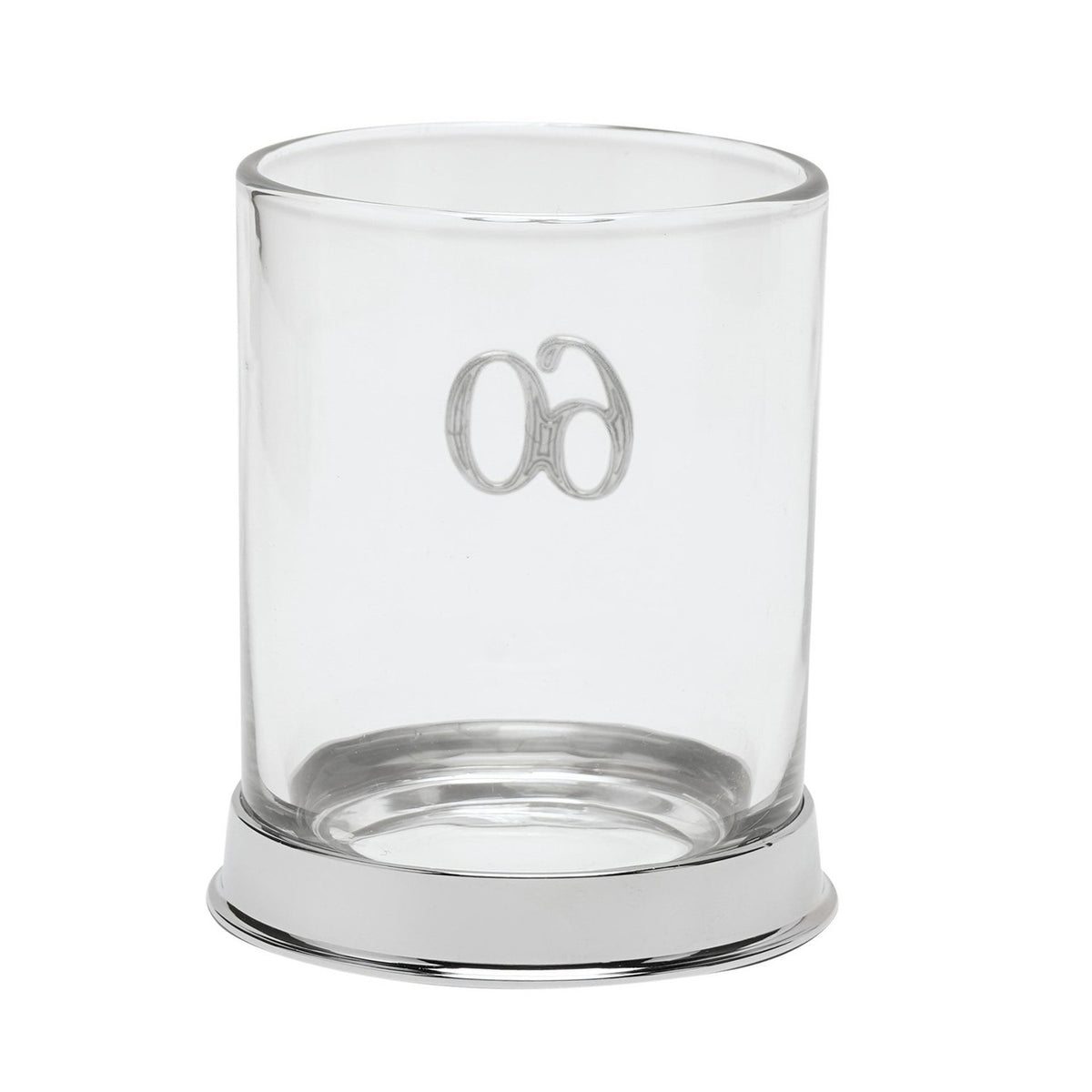 3D Number 60 Whisky Glass Tumbler with Sixty Base - Silver
