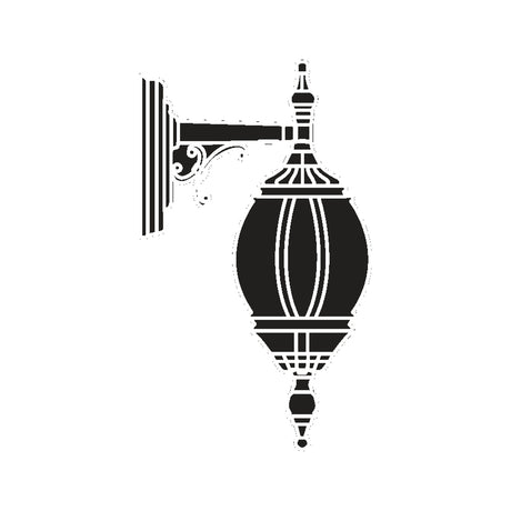 Mullion cast aluminium outdoor hanging wall lantern in black, oval lantern with vertical ribs slung below a scrolled wall bracket, shown as a silhouette on a plain white background.