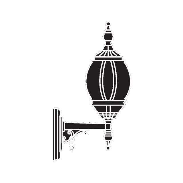 Mullion cast aluminium outdoor wall lantern in black, single-light fixture with ornate wall bracket and tiered finial, shown on a plain white background.
