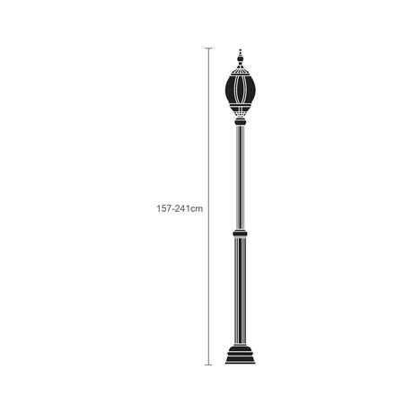 Mullion Large cast aluminium outdoor lamp post, 157-241cm adjustable column with ornate lantern head in black finish, shown against a plain white background.