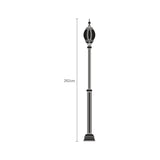 Mullion Large cast aluminium outdoor lamp post, 262cm, single black lantern head with fluted column and stepped base, shown as a line illustration with height dimension on a white background.