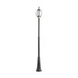 Mullion Large cast aluminium outdoor lamp post, 262cm black column with a single cage-style lantern head and clear lens, on a plain white background.